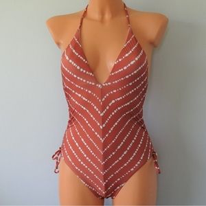 Bar III One Piece Dotted Stripe Monokini Swimsuit